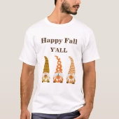 Happy Fall Gnomes mit Kürbis und Blätter Custom T-Shirt (Vorderseite)