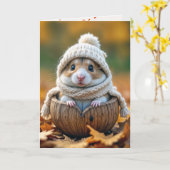 Happy Fall Hamster in einem Walnuss Karte (Gelbe Blume)
