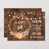 Happy Fall Harvest Festival Pumpkin Danke Karte (Vorne/Hinten)