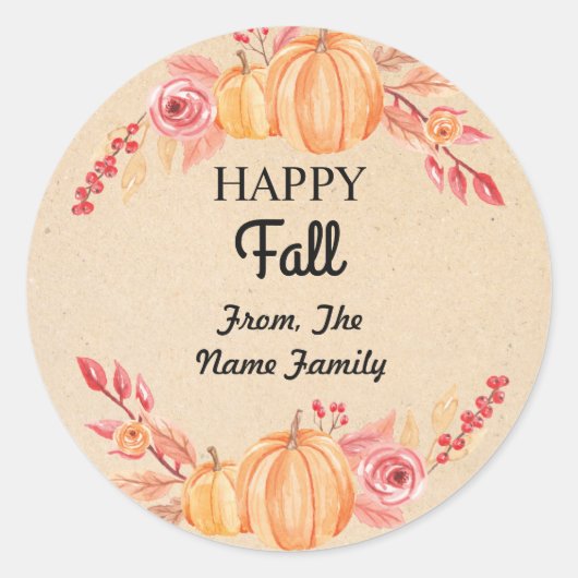 Happy Fall Harvest Festival Pumpkin Wreath Sticker (Vorderseite)
