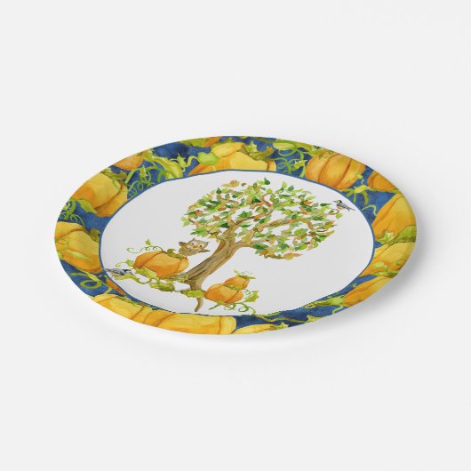 Happy Fall Harvest Halloween-Party Pumpkin Patch Pappteller (Schrägansicht)