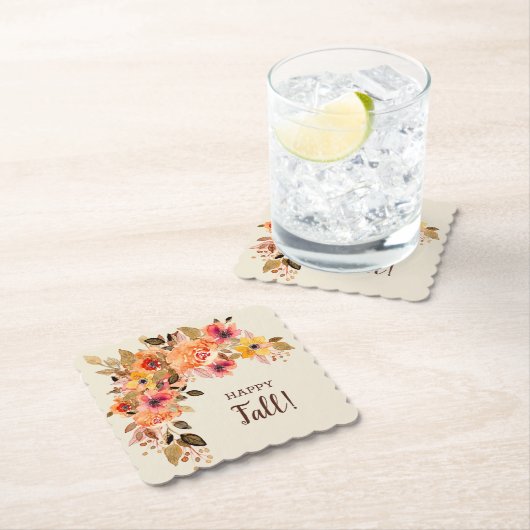 Happy Fall Herbst Blume Blüten Scallop Untersetzer (Vor Ort)