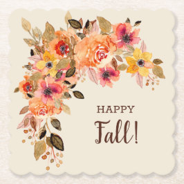 Happy Fall Herbst Blume Blüten Scallop Untersetzer