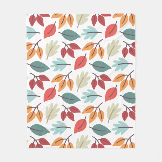 Happy Fall Herbst farbenfrohe Blätter Muster Fleecedecke (Vorderseite)
