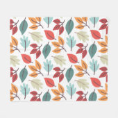 Happy Fall Herbst farbenfrohe Blätter Muster Fleecedecke (Vorderseite (Horizontal))