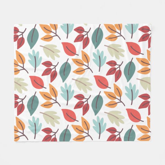 Happy Fall Herbst farbenfrohe Blätter Muster Fleecedecke (Vorderseite (Horizontal))