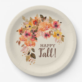Happy Fall Herbst floraler Swag Pappteller