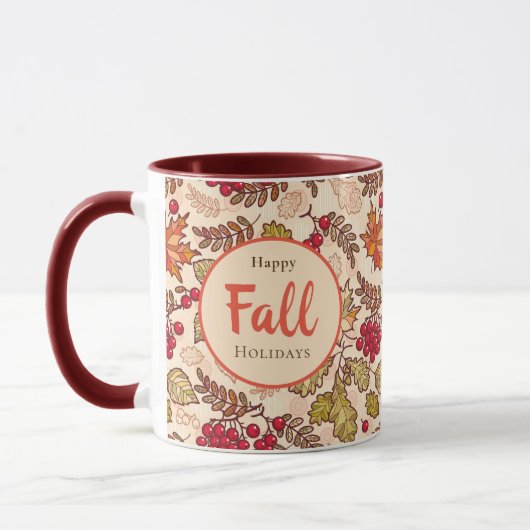 Happy Fall Holidays Herbst lässt Red Berries zurüc Tasse (Links)
