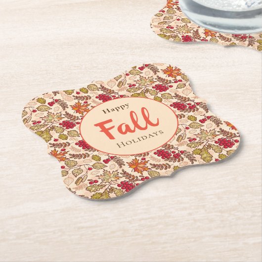 Happy Fall Holidays Herbst lässt Red Berries zurüc Untersetzer (angewinkelt)