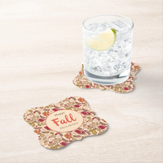 Happy Fall Holidays Herbst lässt Red Berries zurüc Untersetzer (Vor Ort)