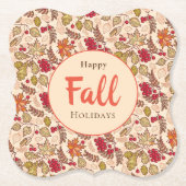 Happy Fall Holidays Herbst lässt Red Berries zurüc Untersetzer (Vorderseite)