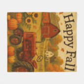 Happy Fall klassische Traktor und Bauernhof Fleecedecke (Vorderseite (Horizontal))