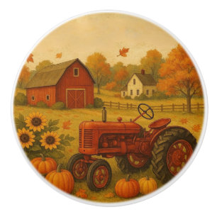 Happy Fall klassische Traktor und Bauernhof Keramikknauf