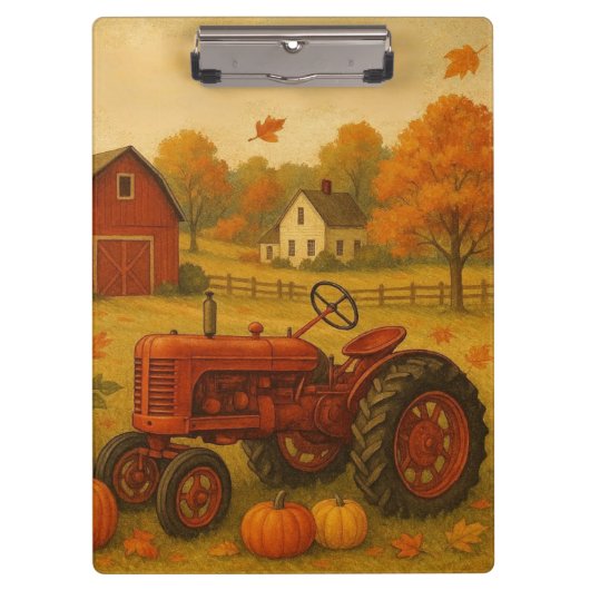 Happy Fall klassische Traktor und Bauernhof Klemmbrett (Vorderseite)