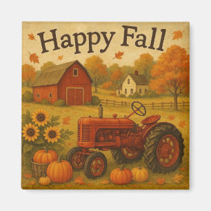 Happy Fall klassische Traktor und Bauernhof Magnet