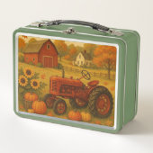 Happy Fall klassische Traktor und Bauernhof Metall Brotdose (Vorderseite)