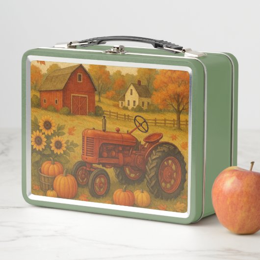 Happy Fall klassische Traktor und Bauernhof Metall Brotdose (Beispiel)