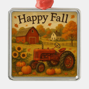 Happy Fall klassische Traktor und Bauernhof Ornament Aus Metall