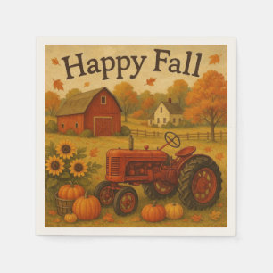 Happy Fall klassische Traktor und Bauernhof Serviette