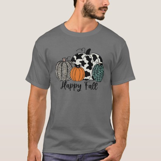 Happy Fall Leopard Western Pumpkins für Herbst Fal T-Shirt (Vorderseite)