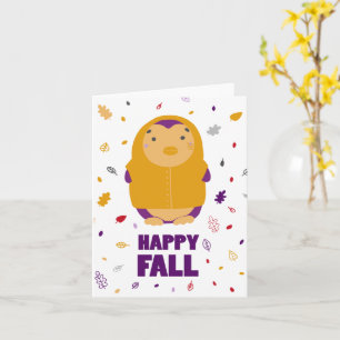 Happy Fall Lila Pinguin Karte