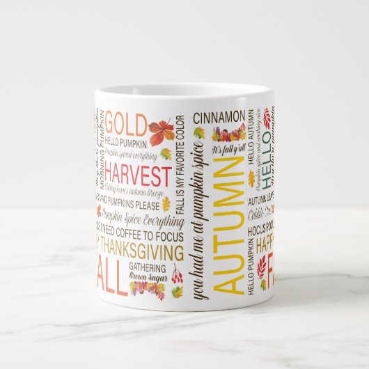 Happy Fall-Nachrichten mit Watercolor Herbstbilder Jumbo-Tasse (Vorderseite)