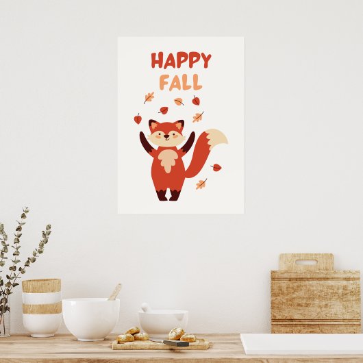 Happy Fall Niedlich Fox Poster (Küche)
