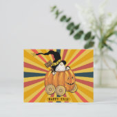 Happy Fall Niedlich Funny Gnome Pumpkin Colorful Postkarte (Stehend Vorderseite)