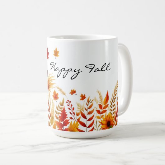 Happy Fall Niedlich Scarecrow und Herbstblätter Kaffeetasse (VorderseiteRechts)