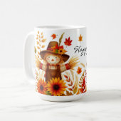 Happy Fall Niedlich Scarecrow und Herbstblätter Kaffeetasse (Vorderseite Links)