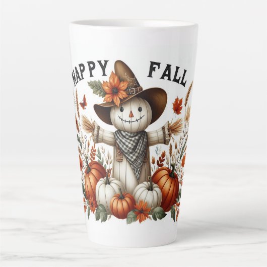 Happy Fall Niedlich Scarecrow und Herbstblätter Milchtasse (Vorderseite)
