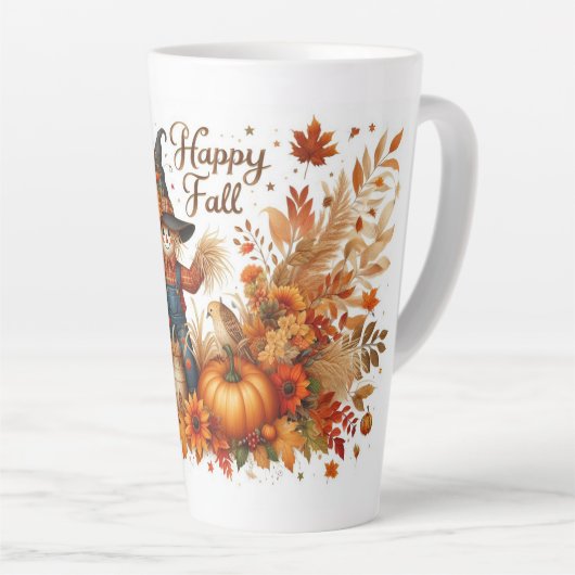 Happy Fall Niedlich Scarecrow und Herbstblätter Milchtasse (Rechte Ecke)