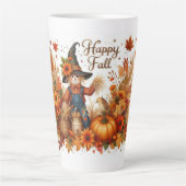 Happy Fall Niedlich Scarecrow und Herbstblätter Milchtasse (Vorderseite)