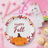 Happy Fall Niedliche Blätter Pumpkin Rahmen Pappteller (Party)