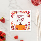 Happy Fall Niedliche Blätter Pumpkin Rahmen Serviette (Beispiel)