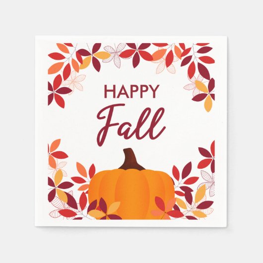 Happy Fall Niedliche Blätter Pumpkin Rahmen Serviette (Vorderseite)