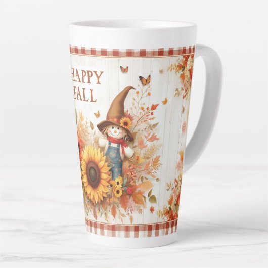 Happy Fall Niedliche Folkloreinszenierung und Herb Milchtasse (Rechte Ecke)