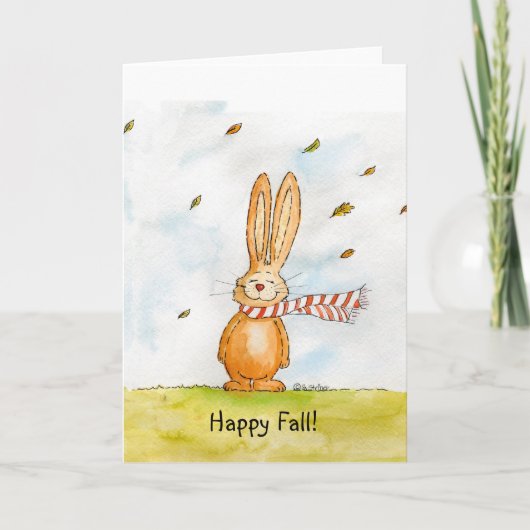 Happy Fall - Niedlicher Herbstgruss mit Bunny in t Karte (Vorderseite)