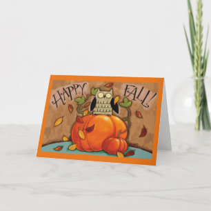 Happy Fall Owl und Pumpkin Karte