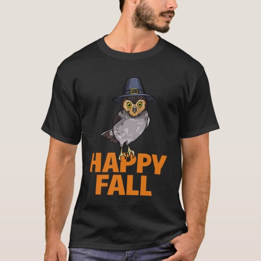 Happy Fall Owls Kopf Pumpkin Frauen Big Owl Vögel T-Shirt (Vorderseite)