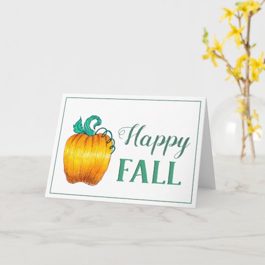 "Happy Fall" Pumpkin Aquamarine thematische Grußka Karte (Gelbe Blume)