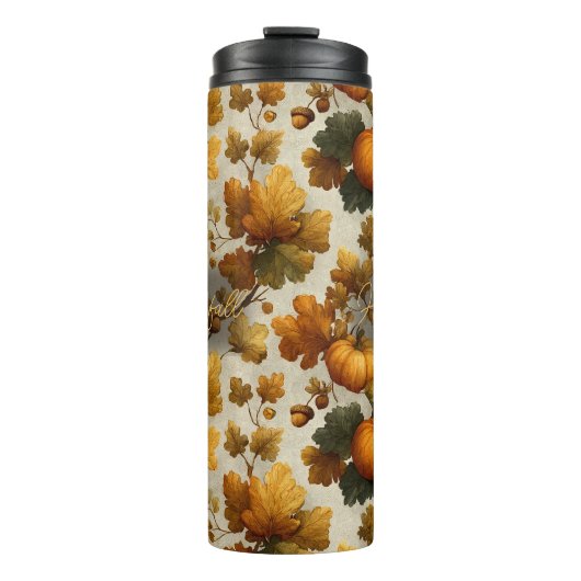 Happy Fall Pumpkin Blätter Design Thermosbecher (Vorderseite)