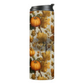 Happy Fall Pumpkin Blätter Design Thermosbecher (Nach links gedreht)