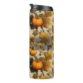 Happy Fall Pumpkin Blätter Design Thermosbecher (Nach rechts gedreht)