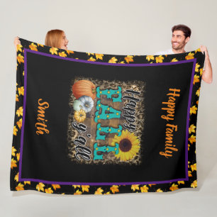 Happy Fall Pumpkin Blume Elegant Fleecedecke