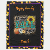 Happy Fall Pumpkin Blume Elegant Fleecedecke (Vorderseite)