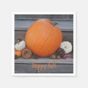 Happy Fall Pumpkin und Pine Cones Paper Napkin Serviette