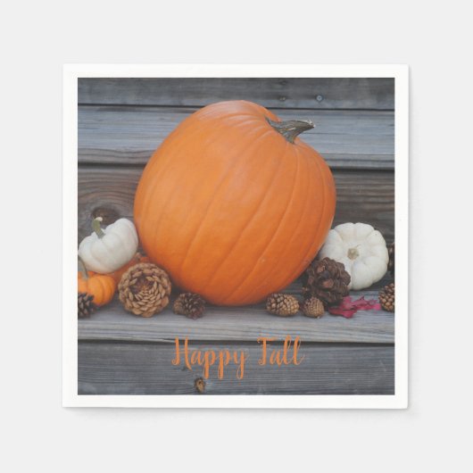 Happy Fall Pumpkin und Pine Cones Paper Napkin Serviette (Vorderseite)