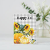 Happy Fall Pumpkin und Sonnenblumen Postkarte (Stehend Vorderseite)
