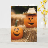 Happy Fall Pumpkins auf Hay Bales Karte (Gelbe Blume)